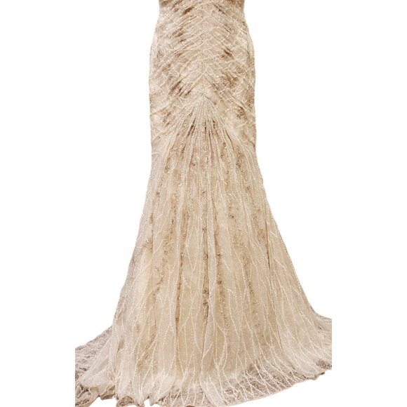 WOW Luxury Designer Couture Wedding Evening Party Prom Runway Beaded Gown Dress - Picture 15 of 16